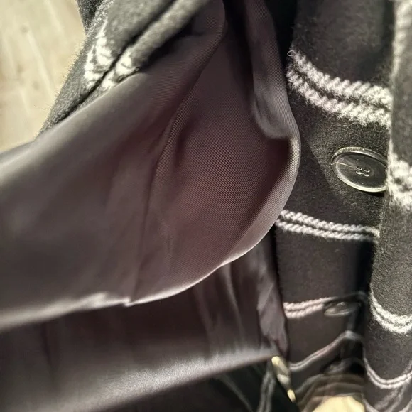 MANGO CHECKERED LONG WOOL BLEND COAT- XS - Picture 7 of 9